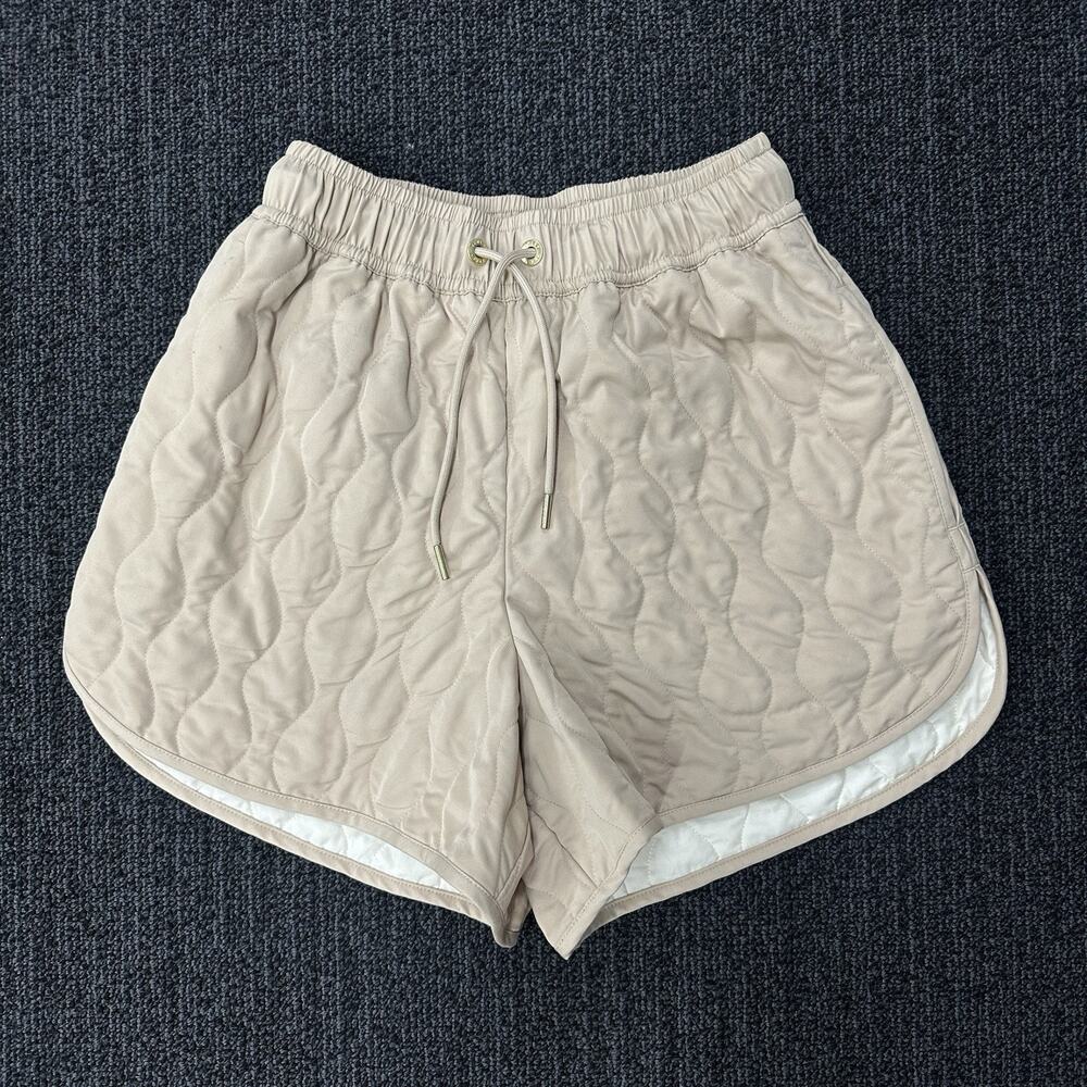 Varley Womens Catrine Quilted Shorts Light Cream Taupe Size XS